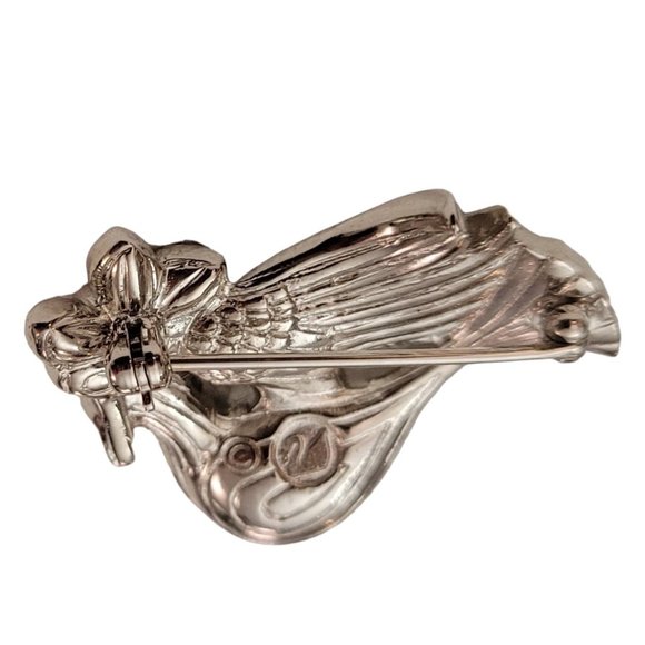 Swarovski Swan Logo Silver Tone Clear Crystal Dove Brooch Pin K882 - Picture 5 of 10